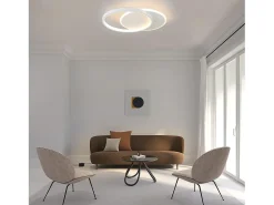 NETTLIFE Plafón LED Ajustable con Telécontrol, Blanco. Plafón de 35W, Moderno, Plano y Redondo, de 41 cm de Diámetro. Negro / Blanco