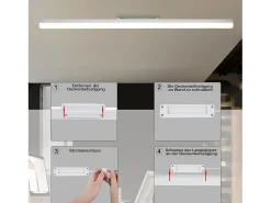 NETTLIFE Plafón LED blanco 4000K 36W 90CM lámpara de cocina con luz diurna: lámpara para cocina salón dormitorio balcón pasillo Negro Clearance