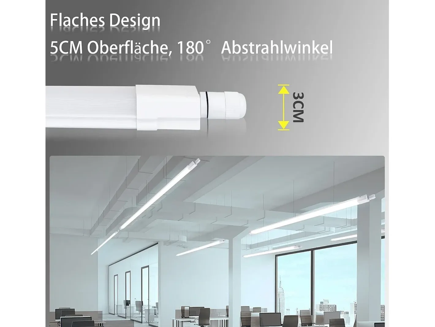 NETTLIFE , plafón LED de 120 cm para ambiente húmedo, 36 W, IP65, neutro, 4000K. Blanco Hot