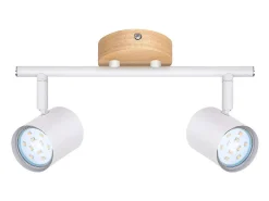 NETTLIFE Plafón LED de 2 llama - Plafón GU10 Foco giratorio Aplique de madera Foco de pared para salón dormitorio Sin bombilla Blanco Clearance