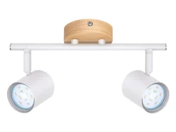 NETTLIFE Plafón LED de 2 llama - Plafón GU10 Foco giratorio Aplique de madera Foco de pared para salón dormitorio Sin bombilla Blanco Clearance