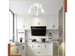 Hot NETTLIFE Plafón LED de 3 llama - Plafón GU10 Foco giratorio Aplique de madera Foco de pared para salón dormitorio Sin bombilla Blanco
