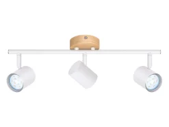 NETTLIFE Plafón LED de 3 llama - Plafón GU10 Foco giratorio Aplique de madera Foco de pared para salón dormitorio Sin bombilla Blanco Hot
