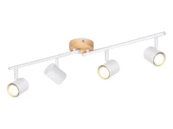 Best NETTLIFE Plafón LED de 4 llama - Plafón GU10 Foco giratorio Aplique de madera Foco de pared para salón dormitorio Sin bombilla Blanco