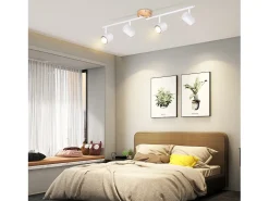 Best NETTLIFE Plafón LED de 4 llama - Plafón GU10 Foco giratorio Aplique de madera Foco de pared para salón dormitorio Sin bombilla Blanco