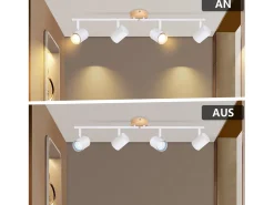 Best NETTLIFE Plafón LED de 4 llama - Plafón GU10 Foco giratorio Aplique de madera Foco de pared para salón dormitorio Sin bombilla Blanco