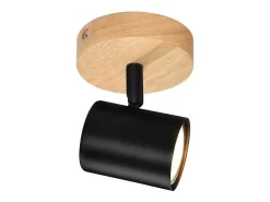 NETTLIFE Plafón-Plafón LED de 1 llama - Plafón GU10 Foco giratorio Aplique de madera Foco de pared para salón dormitorio MAX.40W Sin bombilla Negro
