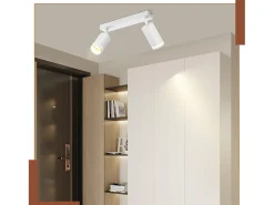 NETTLIFE Plafón LED de 2 llama - Plafón GU10 Foco giratorio Aplique de madera Foco de pared para salón dormitorio Sin bombilla Blanco Discount