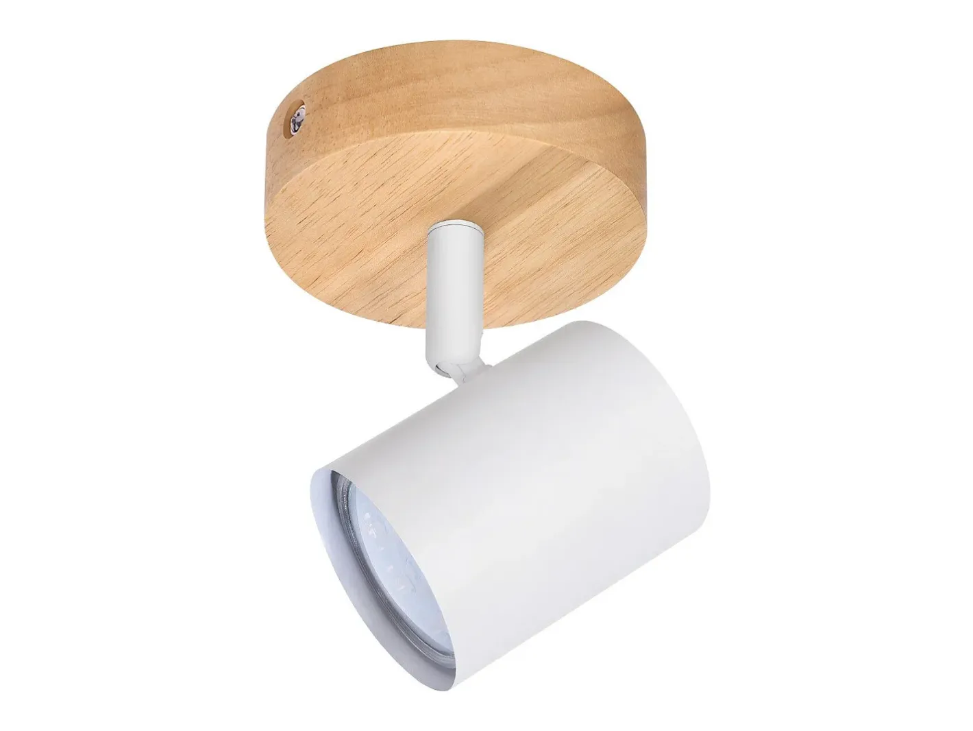 NETTLIFE Plafón-Plafón LED de 1 llama - Plafón GU10 Foco giratorio Aplique de madera Foco de pared para salón dormitorio MAX.40W Sin bombilla Blanco