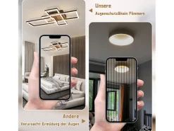 Clearance NETTLIFE Plafón LED 3000K de madera negra, lámpara de habitación de diseño moderno, plafón de 32W de luz blanca cálida. Negro