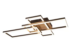 Clearance NETTLIFE Plafón LED 3000K de madera negra, lámpara de habitación de diseño moderno, plafón de 32W de luz blanca cálida. Negro