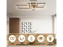 Clearance NETTLIFE Plafón LED 3000K de madera negra, lámpara de habitación de diseño moderno, plafón de 32W de luz blanca cálida. Negro