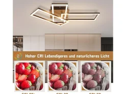 Clearance NETTLIFE Plafón LED 3000K de madera negra, lámpara de habitación de diseño moderno, plafón de 32W de luz blanca cálida. Negro