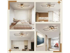 Clearance NETTLIFE Plafón LED 3000K de madera negra, lámpara de habitación de diseño moderno, plafón de 32W de luz blanca cálida. Negro