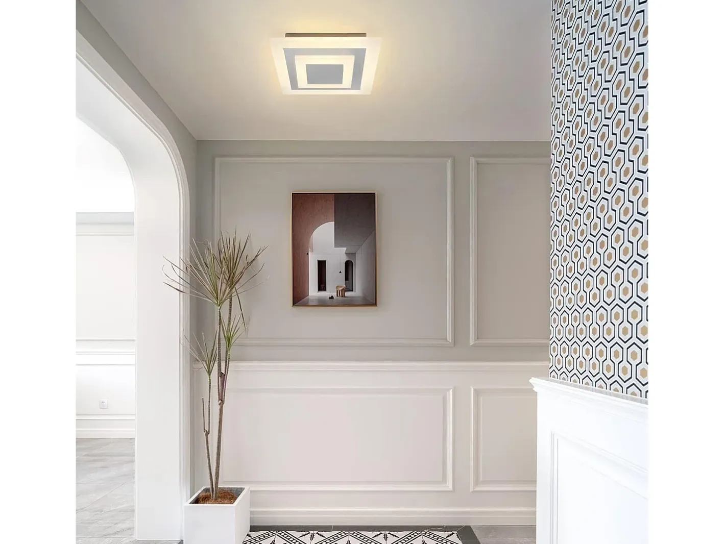 New NETTLIFE Plafón LED: Lámpara de Salón 30 cm, Lámpara de Cocina Regulable 23 W, Lámpara Moderna con Mando a Distancia para Dormitorio Blanco