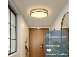 New NETTLIFE Plafón LED para habitación, lámpara de techo con pantalla difusora de tejido moderno, redondo, 3000K, 12W Verde claro