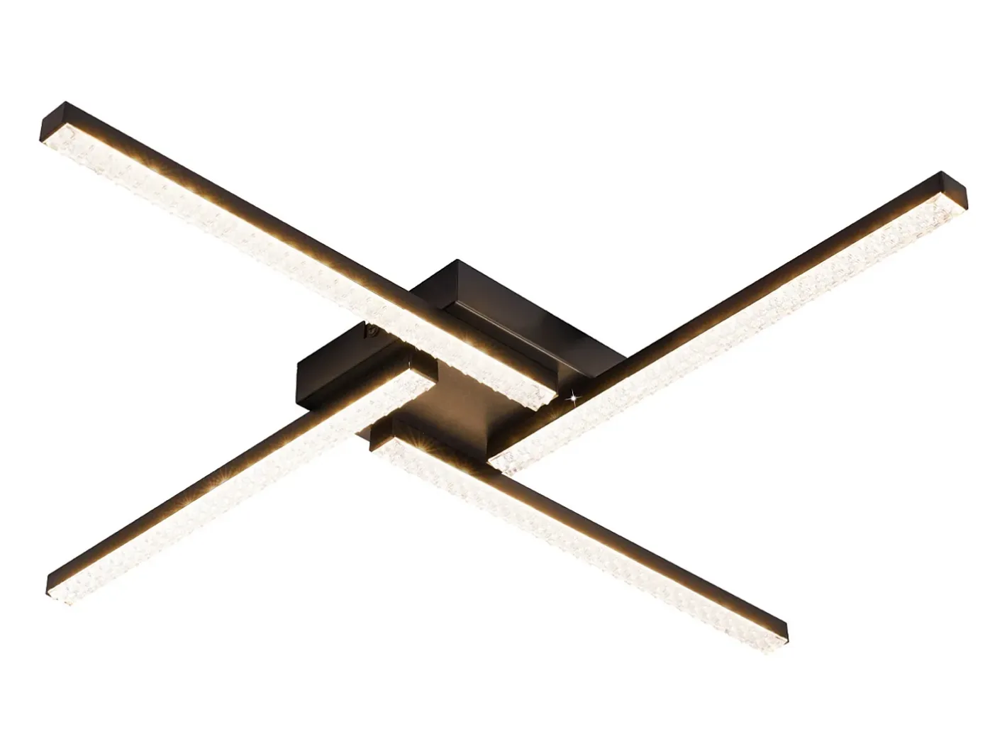 NETTLIFE Plafón-Plafón LED para salón negro, plafón de 20W moderno, cristal y metal, 3000K. Blanco