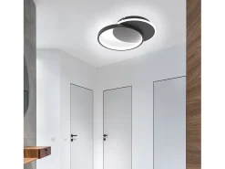 NETTLIFE Plafón-Plafón LED para salón, dimmable, moderno, con mando a distancia para el pasillo. Negro