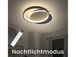 NETTLIFE Plafón-Plafón LED para salón, dimmable, moderno, con mando a distancia para el pasillo. Negro