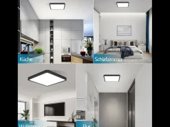 NETTLIFE Plafón LED Plano 23CM 6500K 18W Cuadrado Dormitorio LED Integrado Permanentemente Negro Best