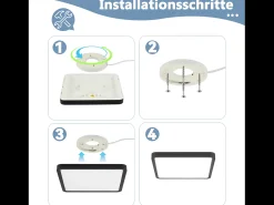 NETTLIFE Plafón LED Plano 23CM 6500K 18W Cuadrado Dormitorio LED Integrado Permanentemente Negro Best