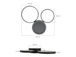 NETTLIFE Plafón LED 22W Dormitorio Blanco Cálido con 3 Anillos Diseño Decoración Moderna para Salón Habitación Infantil Negro