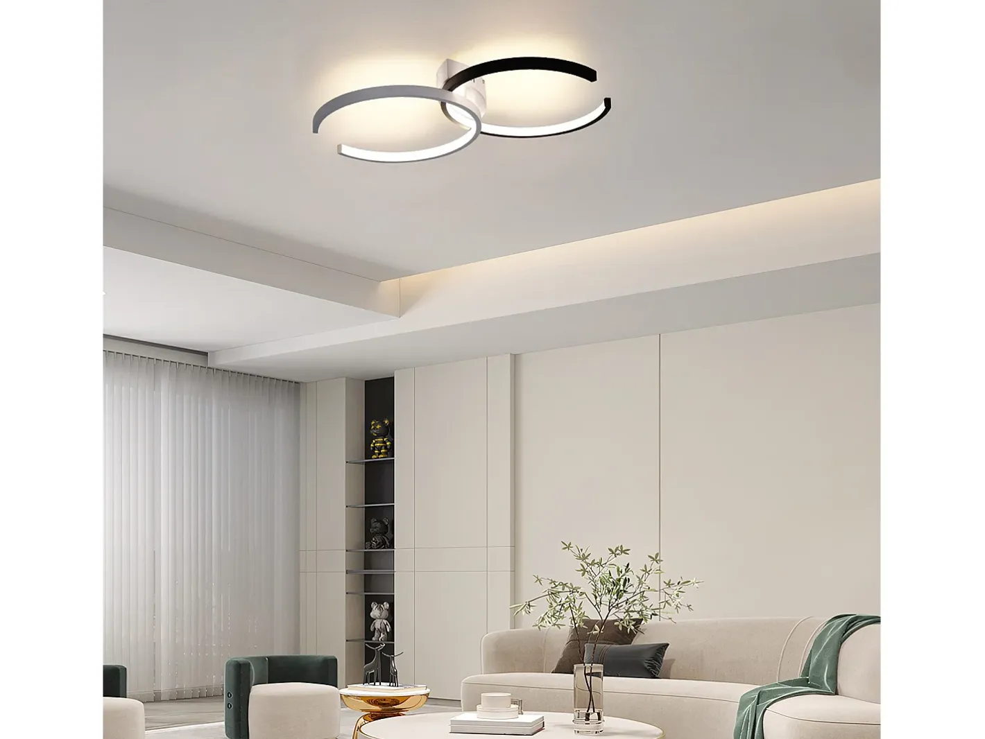 Discount NETTLIFE Plafón LED 37W, 54x32x8,5cm Moderno Regulable con Mando a Distancia Lámpara de Salón de Diseño de Metal para Dormitorio Oficina Blanco
