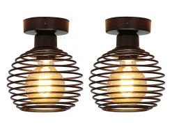 Online NETTLIFE Plafón vintage, plafón de dos lámparas para pasillo, retro, , E27, máximo 40W, sin bombillas. Negro