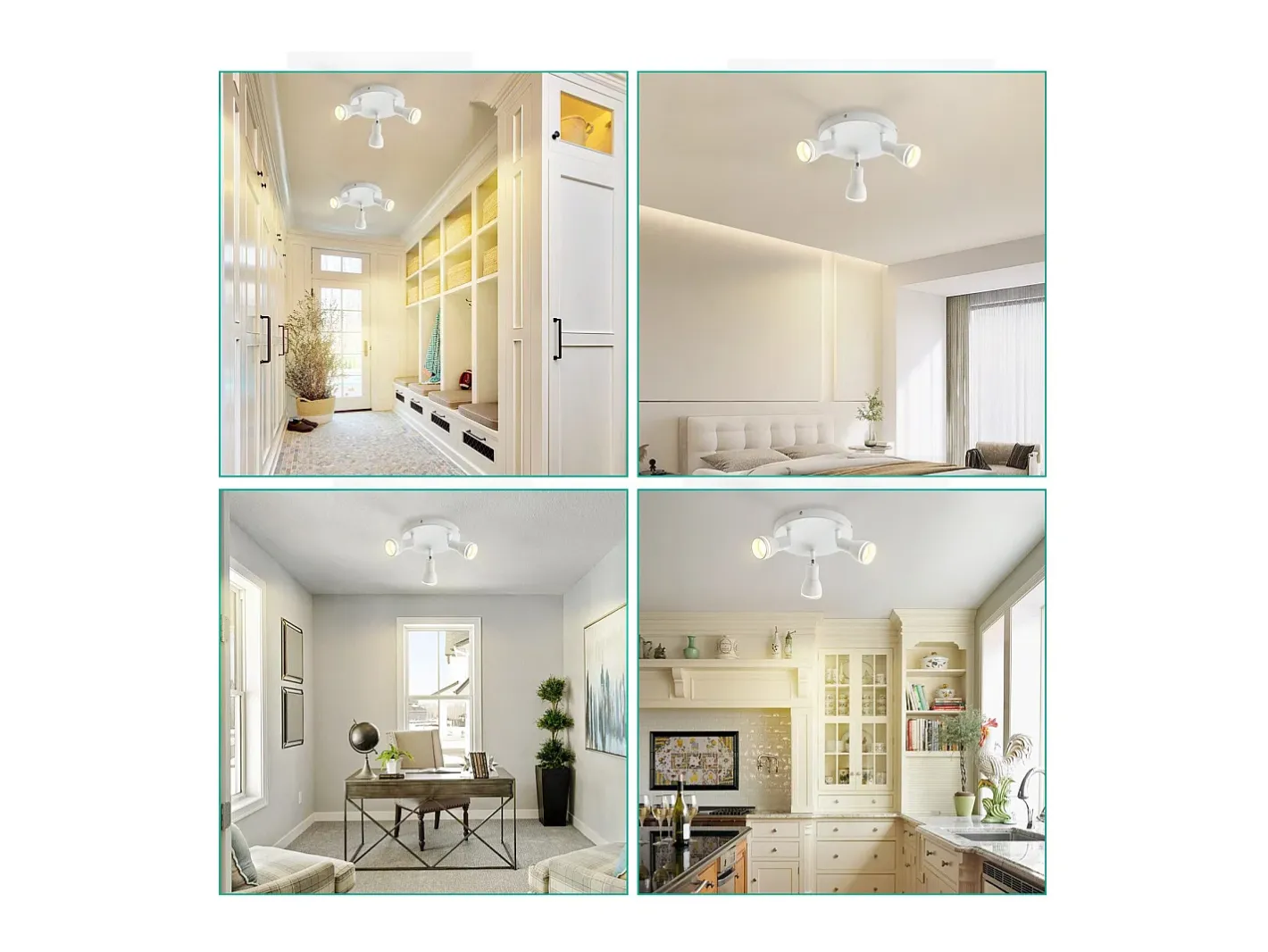 NETTLIFE Plafóndaro moderno: 3 focos orientables de techo de metal, plafóndaro GU10, para habitación, comedor, sin bombilla. Blanco Discount