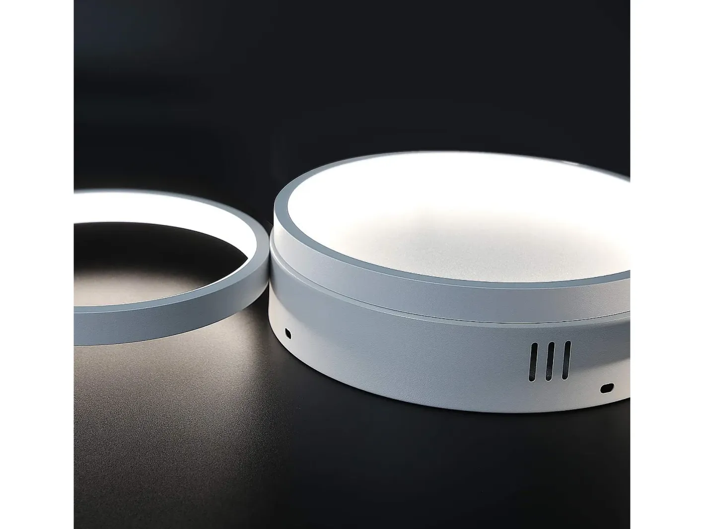 NETTLIFE Plafóndaro LED con control remoto regulable de intensidad, 52W moderno con 4 aros metálicos. Blanco