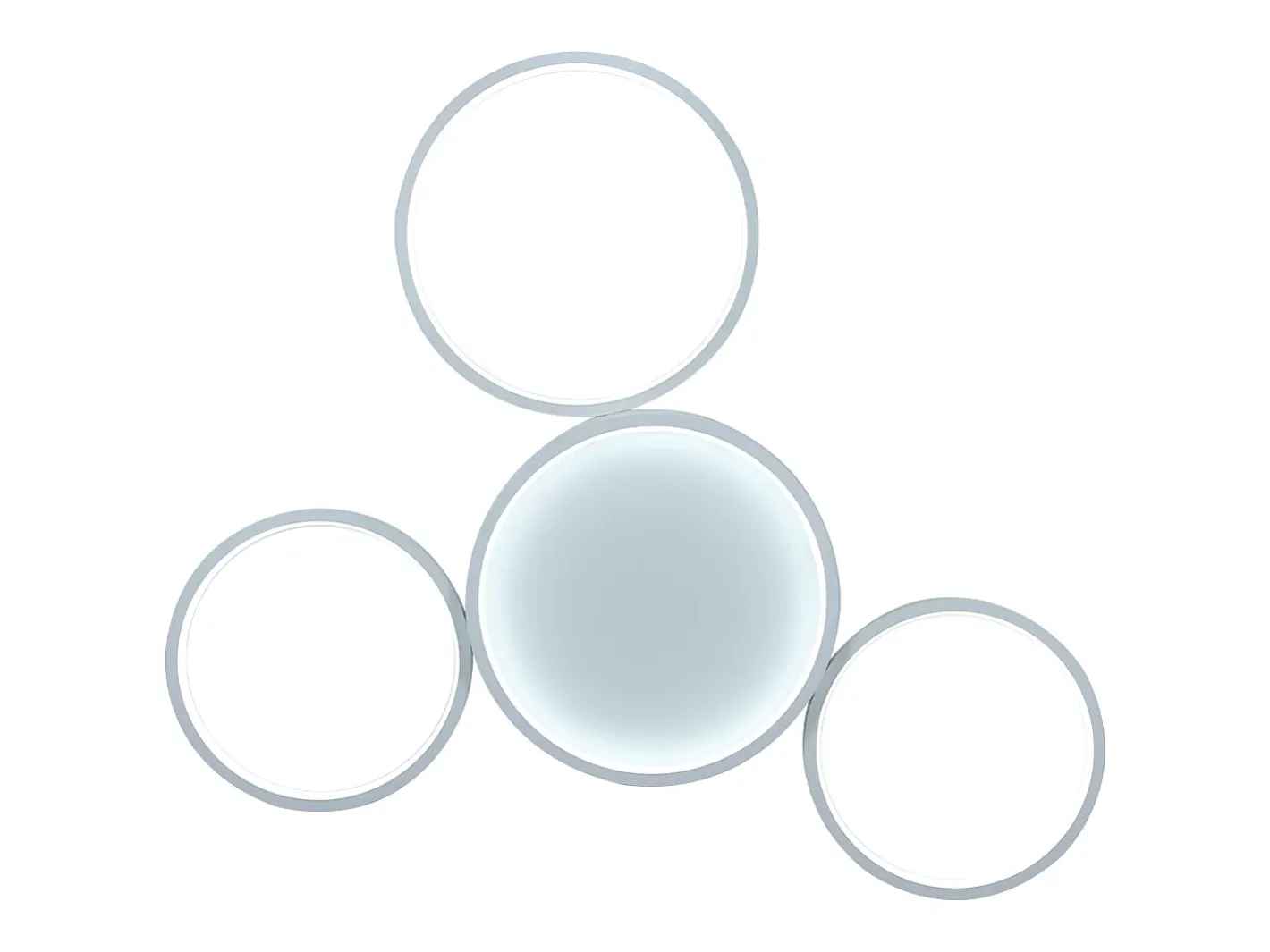 NETTLIFE Plafóndaro LED con control remoto regulable de intensidad, 52W moderno con 4 aros metálicos. Blanco