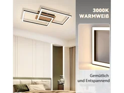 NETTLIFE Plafóndoro LED Moderno, Plafóndoro de Madera, 3000K, Blanco Cálido, , Diseño Rectangular, 24W. Negro Hot