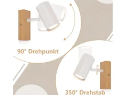 NETTLIFE Plafónero de techo, 1 bombilla, lámpara de pasillo de madera, pasillo blanco, moderno plafónero de metal, GU10, 350° para. Marru00f3n