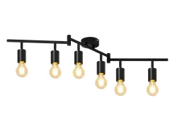 NETTLIFE Plafocénico en el techo, lámpara de techo negra E27, estilo vintage, 6 llamas, lámpara de techo giratoria 350° industrial. Negro Sale