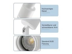 Sale NETTLIFE Plafonario moderno: 5 focos orientables de techo en metal, plafonario GU10, para dormitorio, comedor, sin bombilla. Blanco