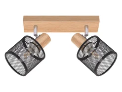 Best NETTLIFE Plafonario de 2 focos, aspecto negro, de madera - plafonario orientable E14 hasta 350°,máximo 4 bombillas de 25w, moderno para sala, dormitorio, cocina. Blanco