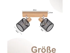 Best NETTLIFE Plafonario de 2 focos, aspecto negro, de madera - plafonario orientable E14 hasta 350°,máximo 4 bombillas de 25w, moderno para sala, dormitorio, cocina. Blanco