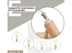 NETTLIFE Plafonario de 3 focos, aspecto negro, de madera - plafonario E14 giratorio 350°，máximo 4 bombillas de 25 w, moderno para salón, dormitorio y cocina. Blanco New