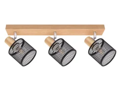 NETTLIFE Plafonario de 3 focos, aspecto negro, de madera - plafonario E14 giratorio 350°，máximo 4 bombillas de 25 w, moderno para salón, dormitorio y cocina. Blanco New