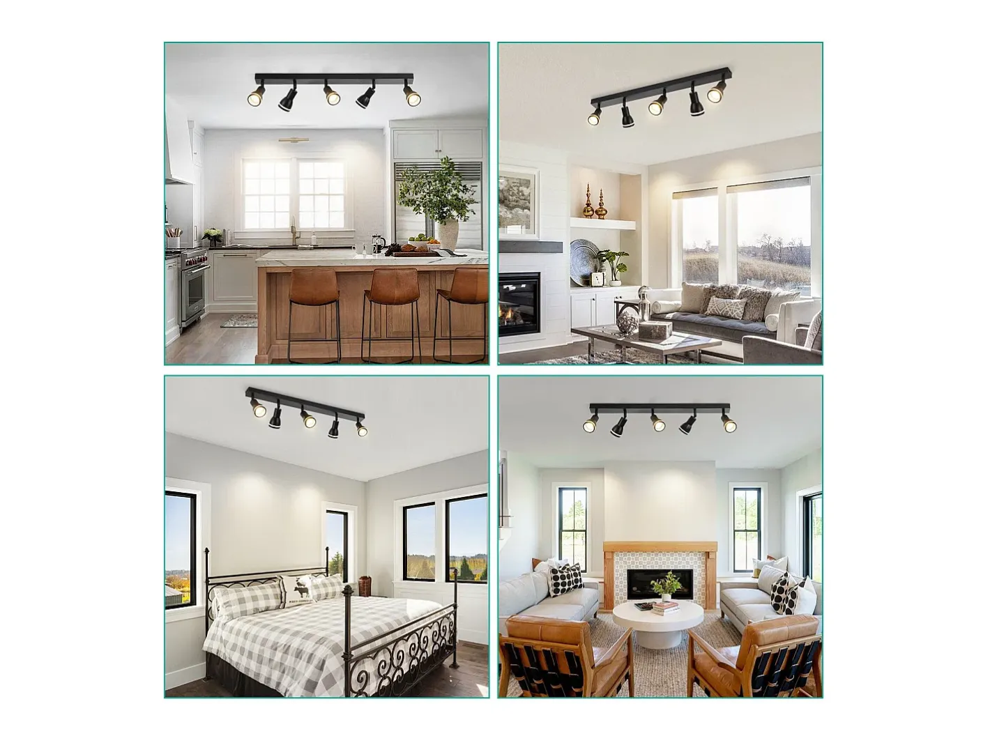 Discount NETTLIFE Plafonario de 5 focos : Plafonario metálico con focos GU10 giratorios para interiores, para cocina, oficina, salón y dormitorio, sin bombillas. Negro
