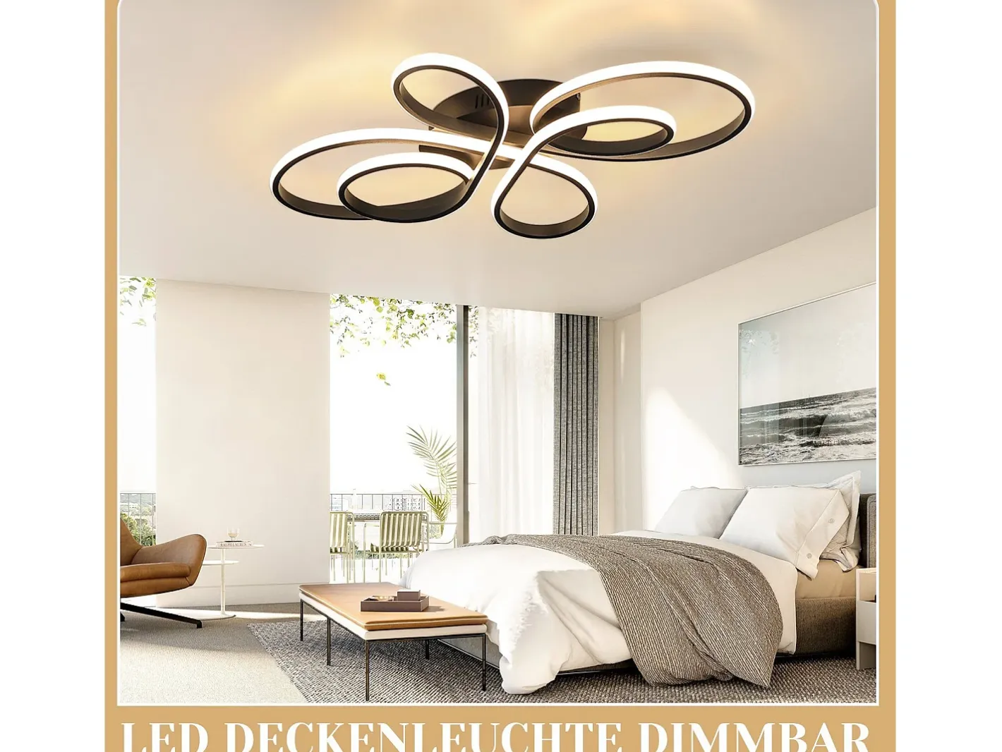 NETTLIFE Plafonario LED Ajustable de Gran Tamaño, 100 cm, para Salón, 90 W, Moderno, con Control Remoto Negro Best