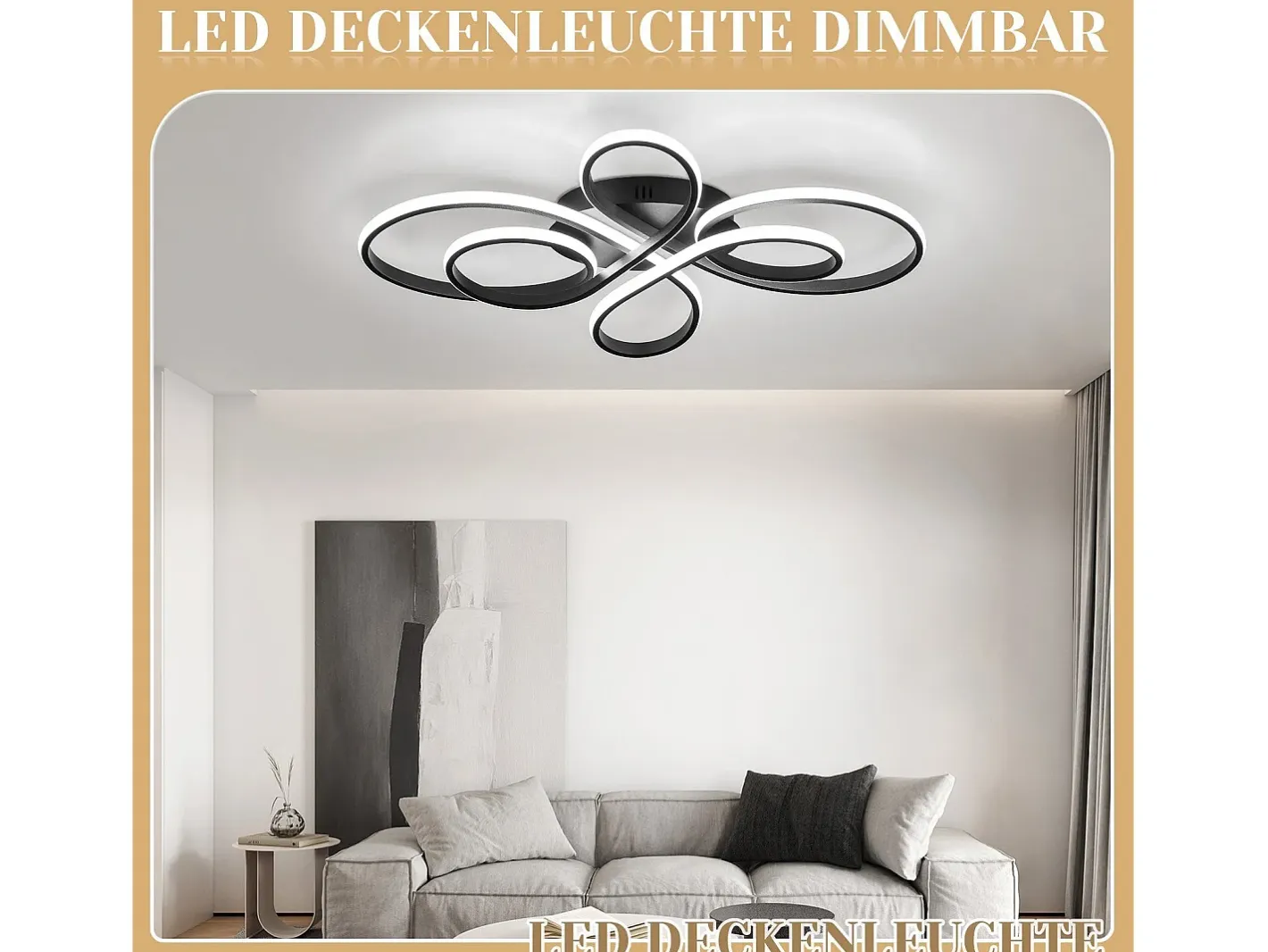 NETTLIFE Plafonario LED Ajustable de Gran Tamaño, 100 cm, para Salón, 90 W, Moderno, con Control Remoto Negro Best