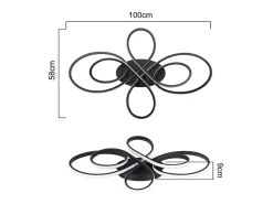 NETTLIFE Plafonario LED Ajustable de Gran Tamaño, 100 cm, para Salón, 90 W, Moderno, con Control Remoto Negro Best