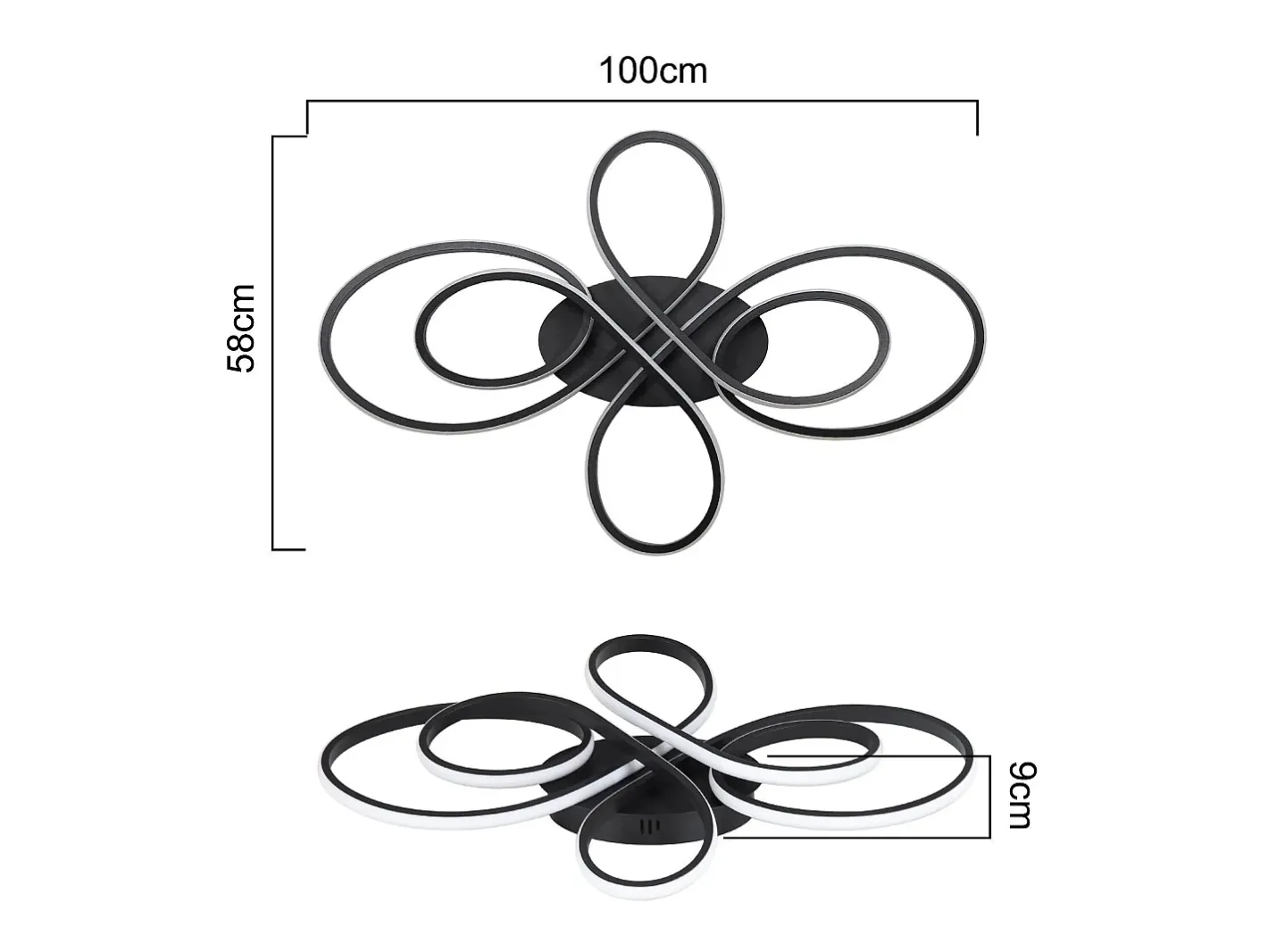 NETTLIFE Plafonario LED Ajustable de Gran Tamaño, 100 cm, para Salón, 90 W, Moderno, con Control Remoto Negro Best