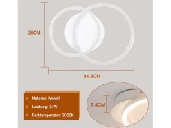 Online NETTLIFE Plafonario LED de 2 anillos, , Pivotante, Moderno, Diseño Redondo, 24W, 3000K Blanco