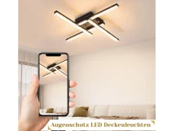 NETTLIFE Plafón-Plafonario LED de Diseño Moderno, 24W, , 3000K, Luz Blanca Cálida Negro