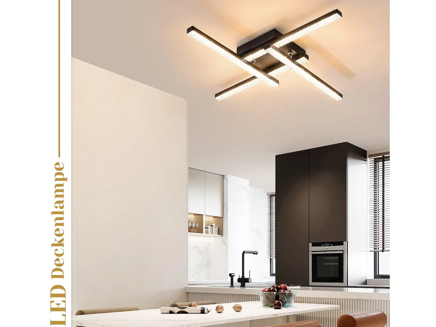 NETTLIFE Plafón-Plafonario LED de Diseño Moderno, 24W, , 3000K, Luz Blanca Cálida Negro