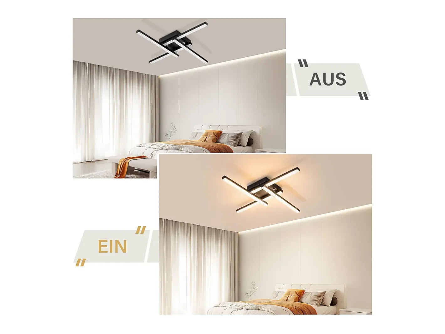 NETTLIFE Plafón-Plafonario LED de Diseño Moderno, 24W, , 3000K, Luz Blanca Cálida Negro