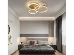 NETTLIFE Plafonario LED de intensidad variable, diseño en anillo, con mando a distancia moderno, 46W. Dorado
