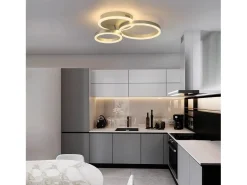 NETTLIFE Plafonario LED de intensidad variable, diseño en anillo, con mando a distancia moderno, 46W. Dorado